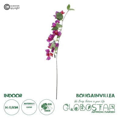 GloboStar® Artificial Garden BOUGAUVILLEA BRANCH 20656 Τεχνητό Διακοσμητικό Κλαδί Μπουκανβίλιας Φουξ Y80cm