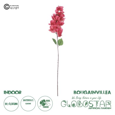 GloboStar® Artificial Garden BOUGAUVILLEA BRANCH 20658 Τεχνητό Διακοσμητικό Κλαδί Μπουκανβίλιας Φουξ Y80cm