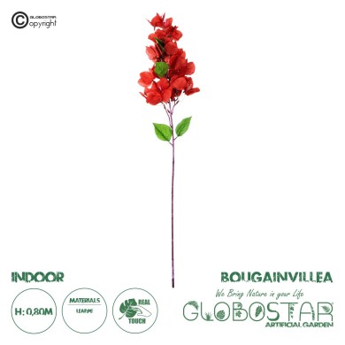 GloboStar® Artificial Garden BOUGAUVILLEA BRANCH 20662 Τεχνητό Διακοσμητικό Κλαδί Μπουκανβίλιας Κόκκινο Κεραμιδί Y80cm