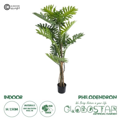 GloboStar® Artificial Garden PHILODENDRON 20684 Τεχνητό Διακοσμητικό Φυτό Φυλλόδενδρο Υ150cm