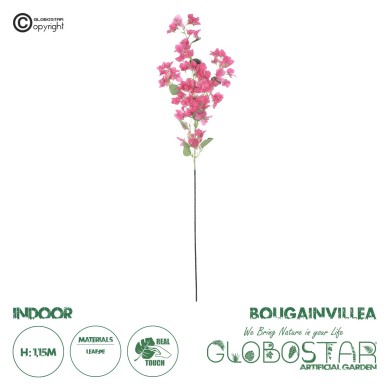 GloboStar® Artificial Garden BOUGAUVILLEA BRANCH 20649 Τεχνητό Διακοσμητικό Κλαδί Μπουκανβίλιας Φουξ Y115cm