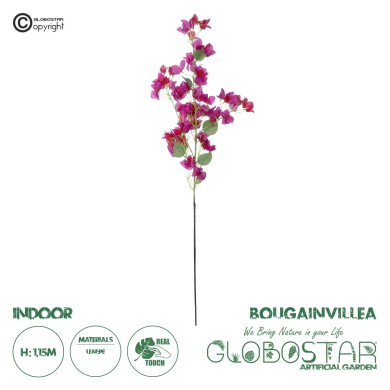 GloboStar® Artificial Garden BOUGAUVILLEA BRANCH 20652 Τεχνητό Διακοσμητικό Κλαδί Μπουκανβίλιας Φουξ Y115cm