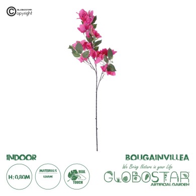 GloboStar® Artificial Garden BOUGAUVILLEA BRANCH 20643 Τεχνητό Διακοσμητικό Κλαδί Μπουκανβίλιας Φουξ Y80cm