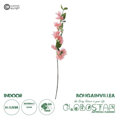 GloboStar® Artificial Garden BOUGAUVILLEA BRANCH 20655 Τεχνητό Διακοσμητικό Κλαδί Μπουκανβίλιας Ροζ - Πορτοκαλί Y80cm