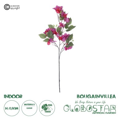 GloboStar® Artificial Garden BOUGAUVILLEA BRANCH 20644 Τεχνητό Διακοσμητικό Κλαδί Μπουκανβίλιας Φουξ Y80cm