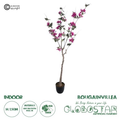 GloboStar® Artificial Garden BOUGAUVILLEA 20675 Τεχνητό Διακοσμητικό Φυτό με Ανθη Μπουκανβίλιας Φουξ Υ150cm