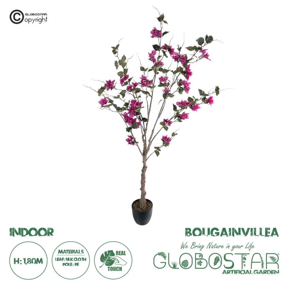 GloboStar® Artificial Garden BOUGAUVILLEA 20676 Τεχνητό Διακοσμητικό Φυτό με Ανθη Μπουκανβίλιας Φουξ Υ180cm