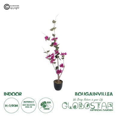 GloboStar® Artificial Garden BOUGAUVILLEA 20673 Τεχνητό Διακοσμητικό Φυτό με Ανθη Μπουκανβίλιας Φουξ Υ90cm