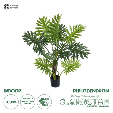 GloboStar® Artificial Garden PHILODENDRON 20686 Τεχνητό Διακοσμητικό Φυτό Φυλλόδενδρο Υ110cm