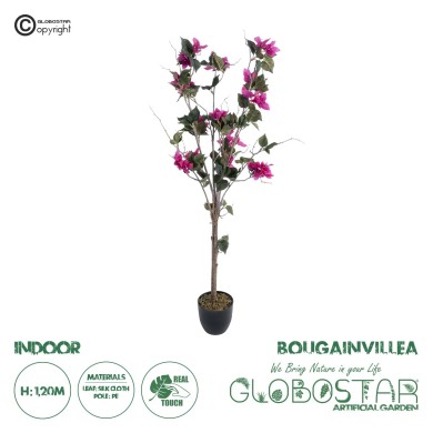 GloboStar® Artificial Garden BOUGAUVILLEA 20674 Τεχνητό Διακοσμητικό Φυτό με Ανθη Μπουκανβίλιας Φουξ Υ120cm