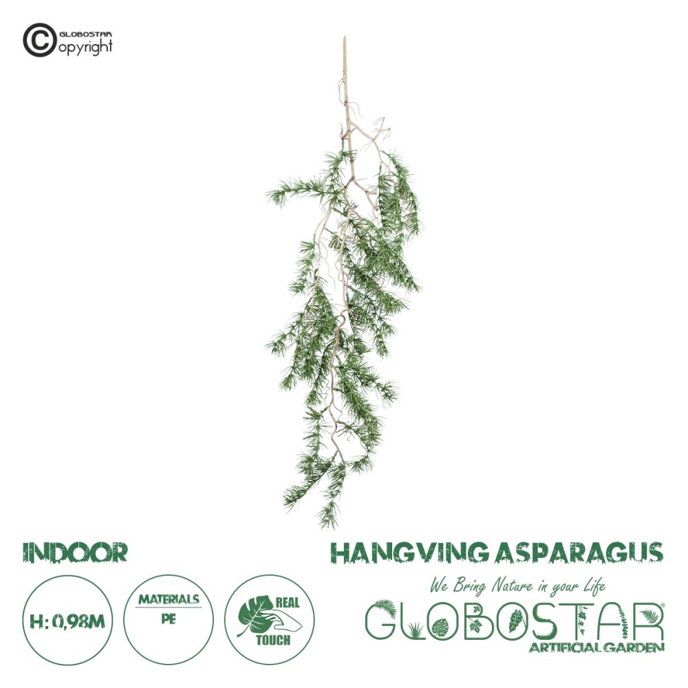 GloboStar® Artificial Garden ASPARAGUS HANGING PLANT 20621 Τεχνητό Διακοσμητικό Κρεμαστό Φυτό Σπαράγγι Υ98cm