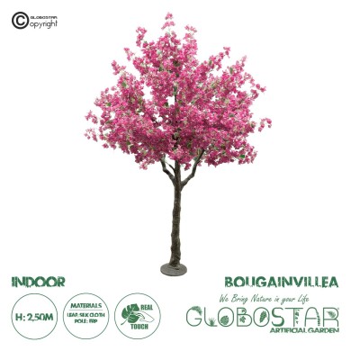 GloboStar® Artificial Garden BOUGAUVILLEA 20670 Τεχνητό Διακοσμητικό Δέντρο με Ανθη Μπουκανβίλιας Φουξ Υ250cm