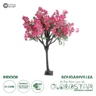 GloboStar® Artificial Garden BOUGAUVILLEA 20668 Τεχνητό Διακοσμητικό Δέντρο με Ανθη Μπουκανβίλιας Φουξ Υ150cm