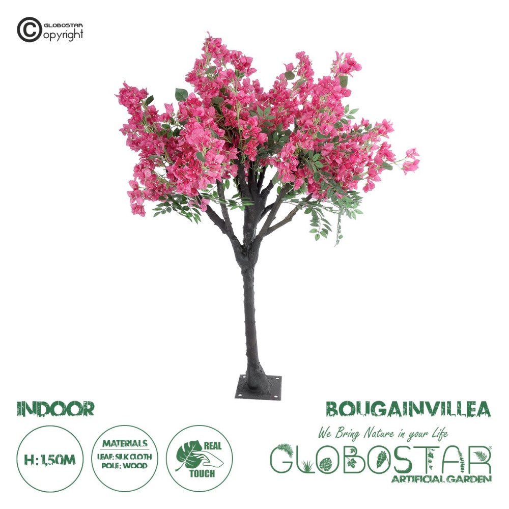 GloboStar® Artificial Garden BOUGAUVILLEA 20668 Τεχνητό Διακοσμητικό Δέντρο με Ανθη Μπουκανβίλιας Φουξ Υ150cm