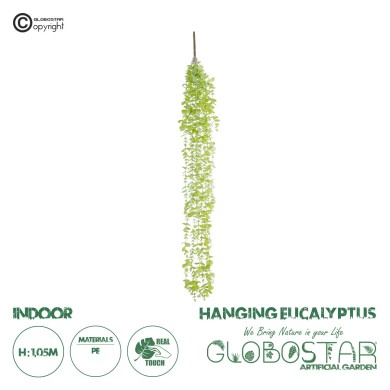 GloboStar® Artificial Garden HANGING EUCALYPTUS 20811 Τεχνητό Διακοσμητικό Κρεμαστό Φυτό Ευκάλυπτος Μ16 x Π9 x Υ105cm