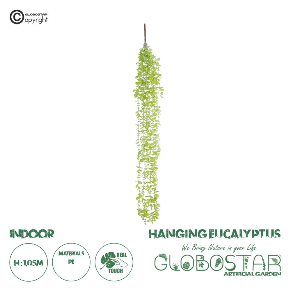 GloboStar® Artificial Garden HANGING EUCALYPTUS 20811 Τεχνητό Διακοσμητικό Κρεμαστό Φυτό Ευκάλυπτος Μ16 x Π9 x Υ105cm