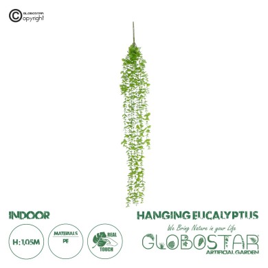 GloboStar® Artificial Garden HANGING EUCALYPTUS 20812 Τεχνητό Διακοσμητικό Κρεμαστό Φυτό Ευκάλυπτος Μ16 x Π9 x Υ105cm