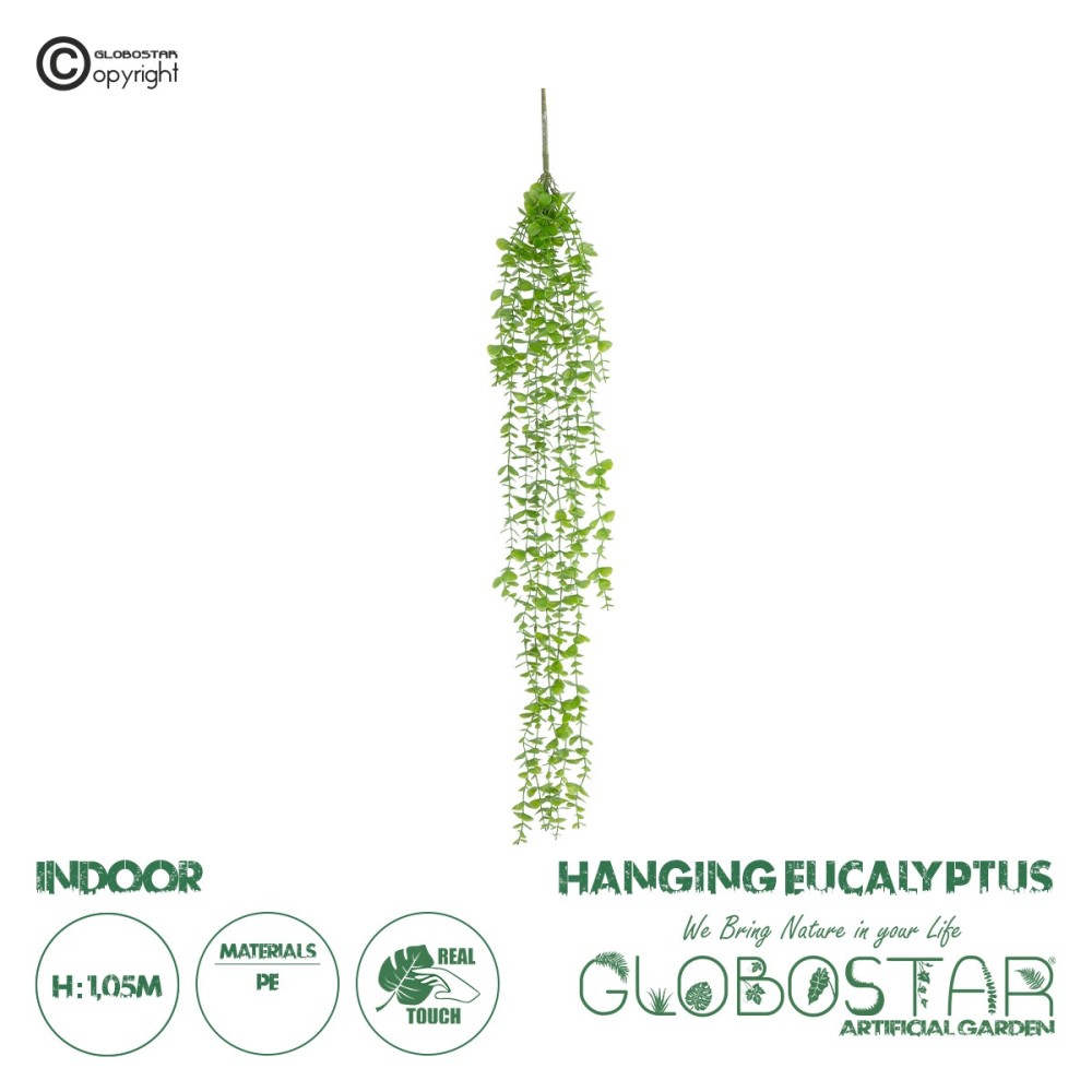 GloboStar® Artificial Garden HANGING EUCALYPTUS 20812 Τεχνητό Διακοσμητικό Κρεμαστό Φυτό Ευκάλυπτος Μ16 x Π9 x Υ105cm