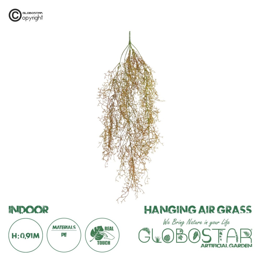 GloboStar® Artificial Garden HANGING AIR GRASS 20816 Τεχνητό Διακοσμητικό Κρεμαστό Φυτό Air Grass Μ22 x Π10 x Υ91cm