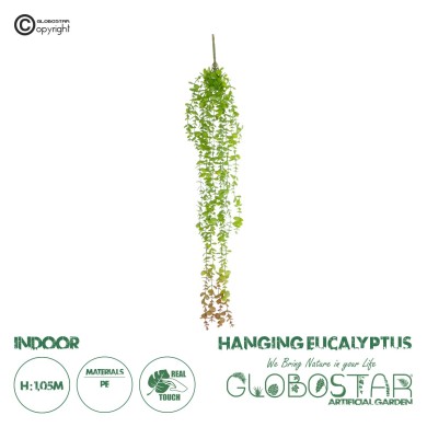 GloboStar® Artificial Garden HANGING EUCALYPTUS 20809 Τεχνητό Διακοσμητικό Κρεμαστό Φυτό Ευκάλυπτος Μ16 x Π9 x Υ105cm