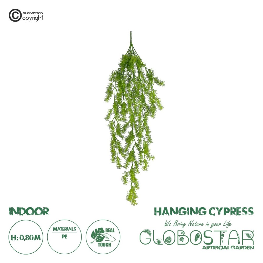 GloboStar® Artificial Garden HANGING CYPRESS 20823 Τεχνητό Διακοσμητικό Κρεμαστό Φυτό Κυπαρίσσι Μ25 x Π15 x Υ80cm