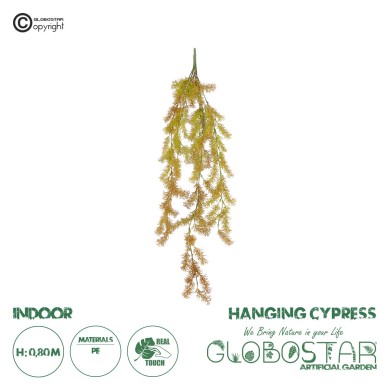 GloboStar® Artificial Garden HANGING CYPRESS 20820 Τεχνητό Διακοσμητικό Κρεμαστό Φυτό Κυπαρίσσι Μ25 x Π15 x Υ80cm