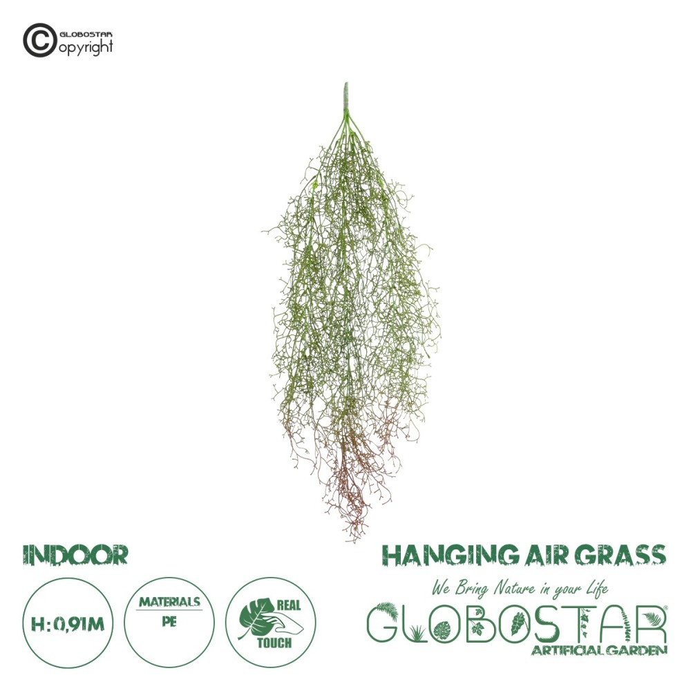 GloboStar® Artificial Garden HANGING AIR GRASS 20817 Τεχνητό Διακοσμητικό Κρεμαστό Φυτό Air Grass Μ22 x Π10 x Υ91cm