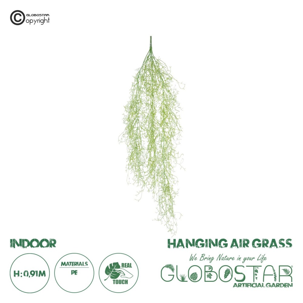 GloboStar® Artificial Garden HANGING AIR GRASS 20819 Τεχνητό Διακοσμητικό Κρεμαστό Φυτό Air Grass Μ22 x Π10 x Υ91cm