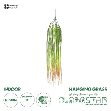 GloboStar® Artificial Garden HANGING GRASS 20815 Τεχνητό Διακοσμητικό Κρεμαστό Φυτό Grass Μ18 x Π4 x Υ81cm