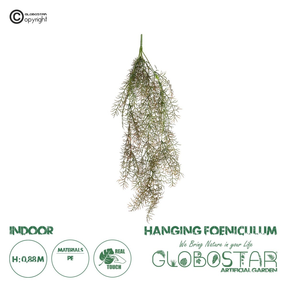 GloboStar® Artificial Garden HANGING FOENICULUM 20848 Τεχνητό Διακοσμητικό Κρεμαστό Φυτό Φοινίκουλο Μ30 x Π12 x Υ88cm