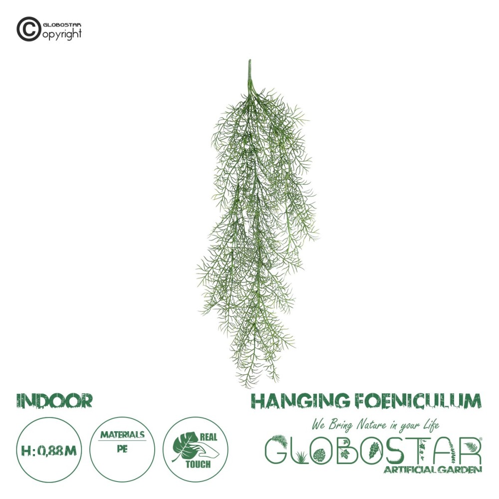 GloboStar® Artificial Garden HANGING FOENICULUM 20849 Τεχνητό Διακοσμητικό Κρεμαστό Φυτό Φοινίκουλο Μ30 x Π12 x Υ88cm