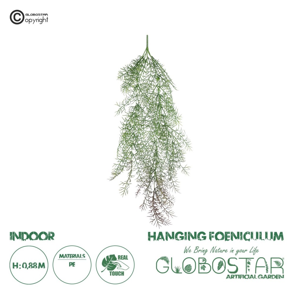 GloboStar® Artificial Garden HANGING FOENICULUM 20850 Τεχνητό Διακοσμητικό Κρεμαστό Φυτό Φοινίκουλο Μ30 x Π12 x Υ88cm