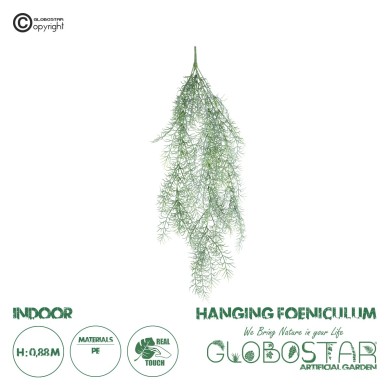 GloboStar® Artificial Garden HANGING FOENICULUM 20851 Τεχνητό Διακοσμητικό Κρεμαστό Φυτό Φοινίκουλο Μ30 x Π12 x Υ88cm