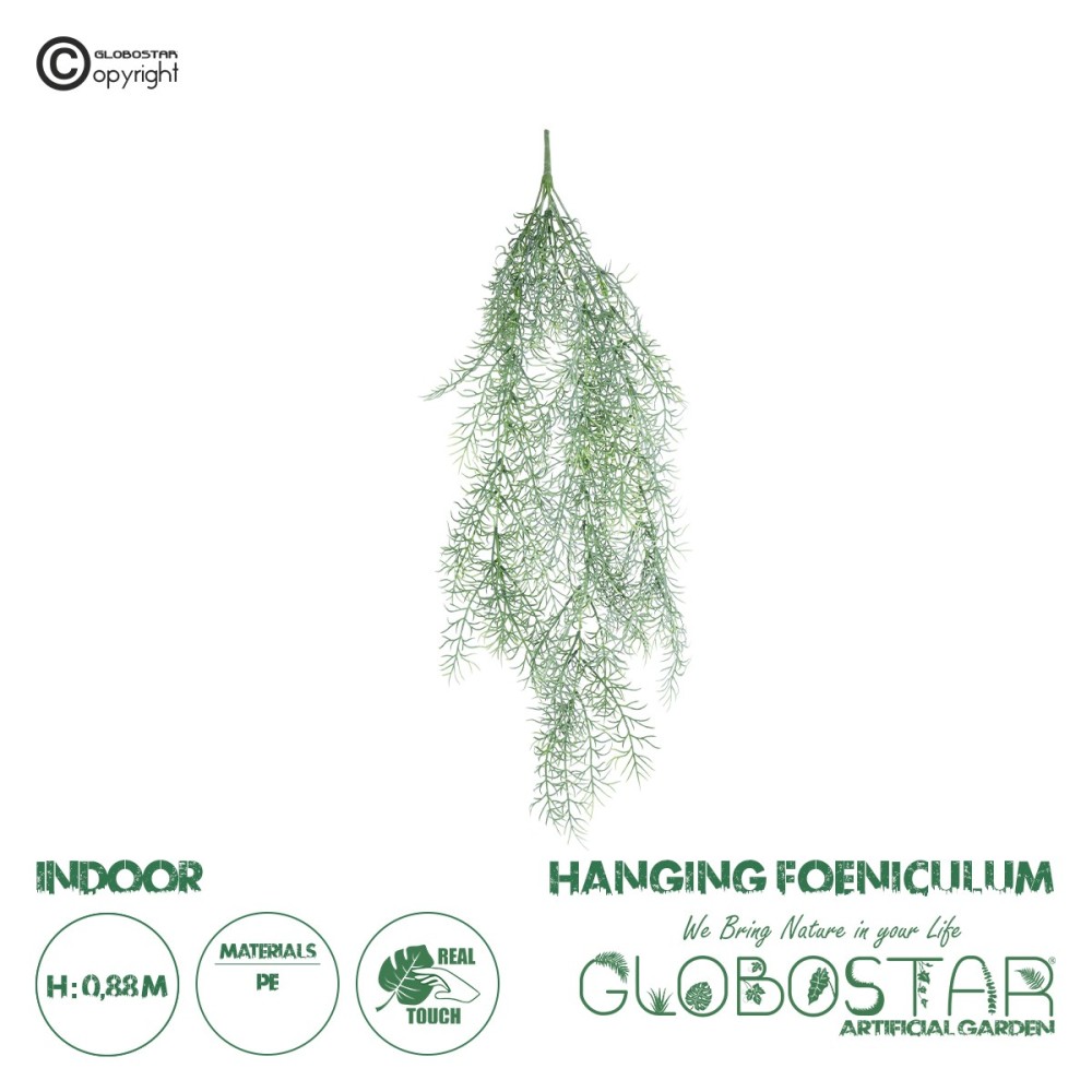 GloboStar® Artificial Garden HANGING FOENICULUM 20851 Τεχνητό Διακοσμητικό Κρεμαστό Φυτό Φοινίκουλο Μ30 x Π12 x Υ88cm