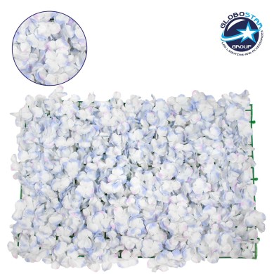 GloboStar® 78321 Συνθετικό Πάνελ Λουλουδιών - Κάθετος Κήπος Άγρια Ορτανσία Γαλάζιο-Λευκό Μ60 x Υ40 x Π5cm