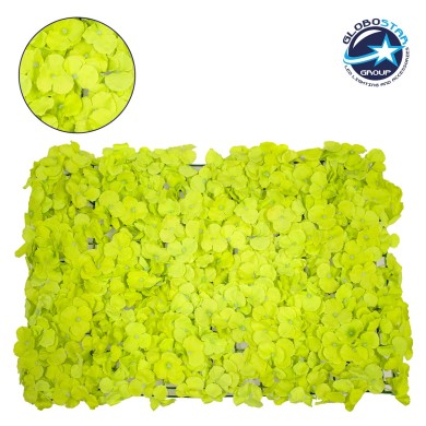 GloboStar® 78324 Συνθετικό Πάνελ Λουλουδιών - Κάθετος Κήπος Άγρια Ορτανσία Λαχανί Μ60 x Υ40 x Π5cm