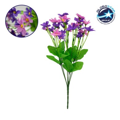 GloboStar® 09088 Τεχνητό Φυτό Διακοσμητικό Μπουκέτο Garden Cosmos Μωβ - Ροζ M20cm x Υ35cm Π20cm με 7 Κλαδάκια