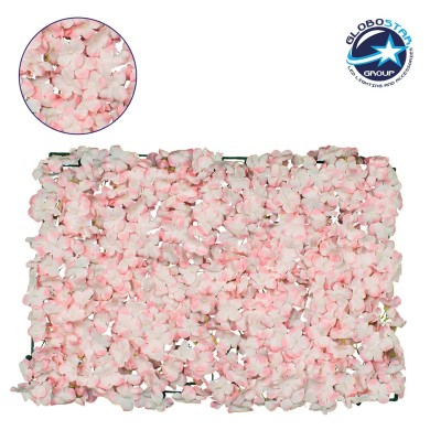 GloboStar® 78314 Συνθετικό Πάνελ Λουλουδιών - Κάθετος Κήπος Ορτανσία Ροζ-Λευκό Μ60 x Υ40 x Π5cm