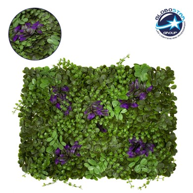 GloboStar® 78423 Artificial - Συνθετικό Τεχνητό Διακοσμητικό Πάνελ Φυλλωσιάς - Κάθετος Κήπος Ζεβρίνα - Τριφύλλι - Πεπερόμια Πράσινο - Φούξια Μ60 x Υ40 x Π7cm