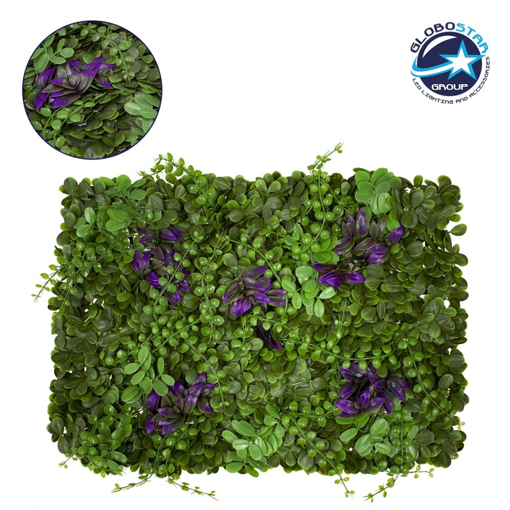 GloboStar® 78423 Artificial - Συνθετικό Τεχνητό Διακοσμητικό Πάνελ Φυλλωσιάς - Κάθετος Κήπος Ζεβρίνα - Τριφύλλι - Πεπερόμια Πράσινο - Φούξια Μ60 x Υ40 x Π7cm