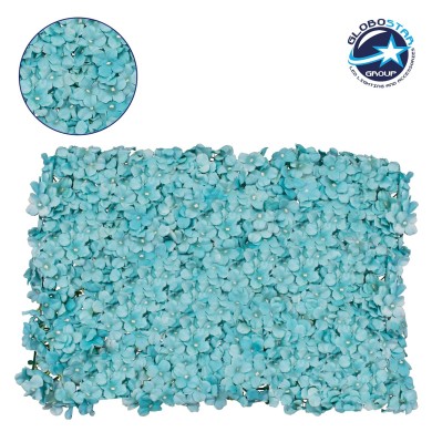 GloboStar® 78318 Συνθετικό Πάνελ Λουλουδιών - Κάθετος Κήπος Ορτανσία Τυρκουάζ Μ60 x Υ40 x Π5cm