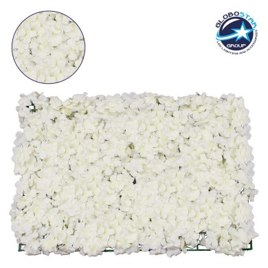 GloboStar® 78319 Συνθετικό Πάνελ Λουλουδιών - Κάθετος Κήπος Ορτανσία Λευκό Μ60 x Υ40 x Π5cm