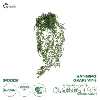 GloboStar® Artificial Garden HANGING GRAPE VINE 20867 Τεχνητό Κρεμαστό Διακοσμητικό Φυτό Αμπελιού Φ20 x Y70cm