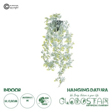 GloboStar® Artificial Garden HANGING DATURA 20864 Τεχνητό Κρεμαστό Διακοσμητικό Φυτό Δατούρα  Φ24 x Y80cm