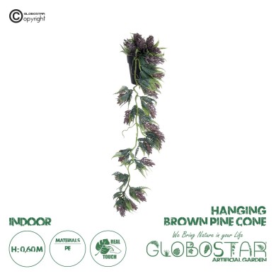 GloboStar® Artificial Garden HANGING BROWN PINE CONE 20870 - Τεχνητό Κρεμαστό Διακοσμητικό Φυτό Κουκουνάρι Φ15 x Y60cm