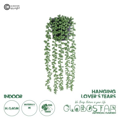 GloboStar® Artificial Garden HANGING LOVER'S TEARS 20878 - Τεχνητό Κρεμαστό Διακοσμητικό Φυτό Lover's Tears Φ12 x Y40cm