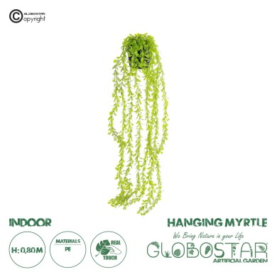 GloboStar® Artificial Garden HANGING MYRTLE 20881 - Τεχνητό Κρεμαστό Διακοσμητικό Φυτό Μυρτιά Φ21 x Y80cm