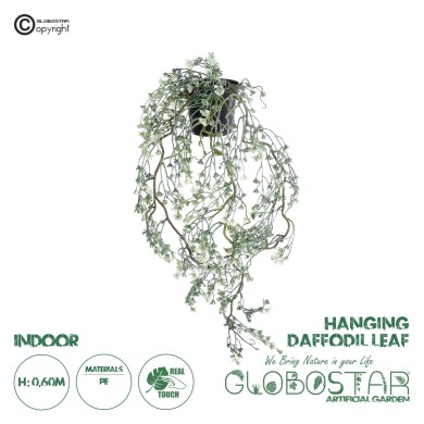 GloboStar® Artificial Garden HANGING DAFFODIL LEAF 20873 - Τεχνητό Κρεμαστό Διακοσμητικό Φυτό Φύλλο Νάρκισσου Φ25 x Y60cm