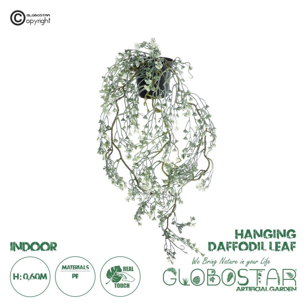 GloboStar® Artificial Garden HANGING DAFFODIL LEAF 20873 - Τεχνητό Κρεμαστό Διακοσμητικό Φυτό Φύλλο Νάρκισσου Φ25 x Y60cm