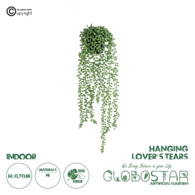 GloboStar® Artificial Garden HANGING LOVER'S TEARS 20875 - Τεχνητό Κρεμαστό Διακοσμητικό Φυτό Lover's Tears Φ14 x Y70cm